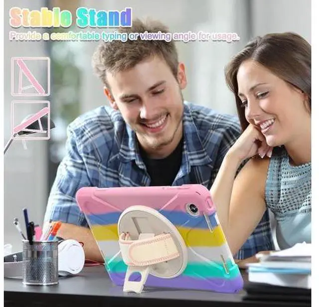 Alt view image 2 of 7 - Case for Tab M11 2024 (TB-330FU/330XU) 11", Durable Shockproof Protective Cover with 360° Rotating Stand - Hand Strap - Shoulder Strap,Colourful