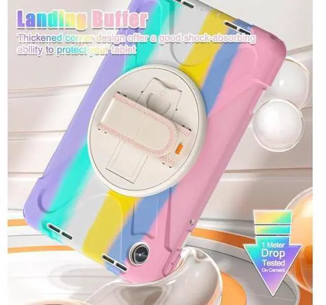 Alt view image 3 of 7 - Case for Tab M11 2024 (TB-330FU/330XU) 11", Durable Shockproof Protective Cover with 360° Rotating Stand - Hand Strap - Shoulder Strap,Colourful