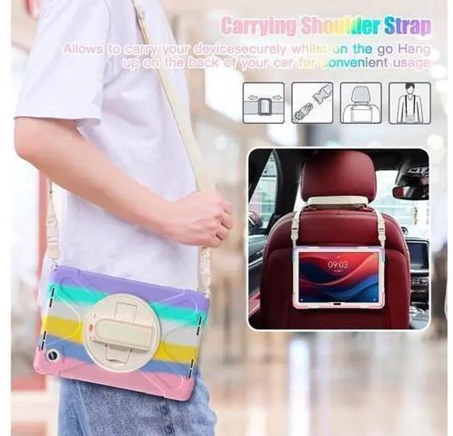 Alt view image 7 of 7 - Case for Tab M11 2024 (TB-330FU/330XU) 11", Durable Shockproof Protective Cover with 360° Rotating Stand - Hand Strap - Shoulder Strap,Colourful