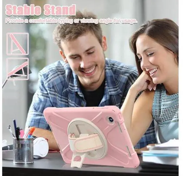 Alt view image 2 of 7 - Case for Tab M11 2024 (TB-330FU/330XU) 11", Durable Shockproof Protective Cover with 360° Rotating Stand - Hand Strap - Shoulder Strap,Pink