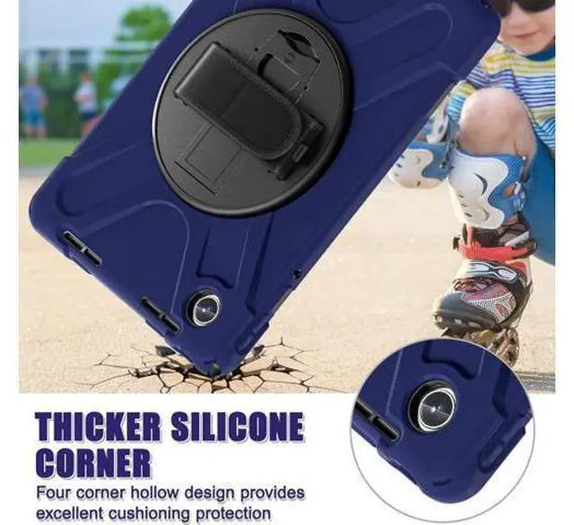 Alt view image 3 of 7 - Case for Tab M11 2024 (TB-330FU/330XU) 11", Durable Shockproof Protective Cover with 360° Rotating Stand - Hand Strap - Shoulder Strap,Navy Blue