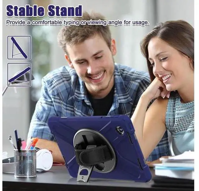 Alt view image 2 of 7 - Case for Tab M11 2024 (TB-330FU/330XU) 11", Durable Shockproof Protective Cover with 360° Rotating Stand - Hand Strap - Shoulder Strap,Navy Blue