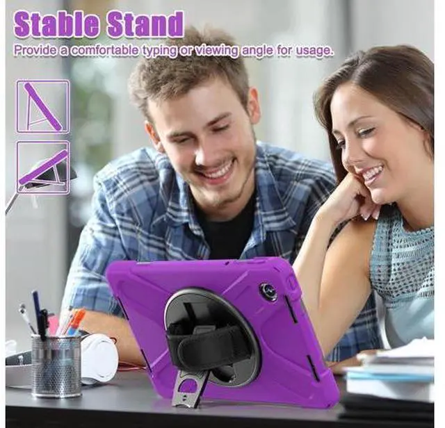 Alt view image 2 of 7 - Case for Tab M11 2024 (TB-330FU/330XU) 11", Durable Shockproof Protective Cover with 360° Rotating Stand - Hand Strap - Shoulder Strap,Purple