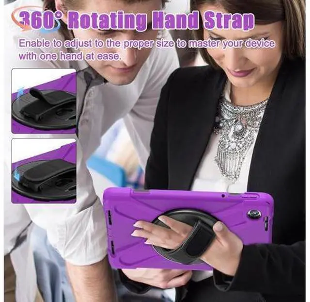 Alt view image 6 of 7 - Case for Tab M11 2024 (TB-330FU/330XU) 11", Durable Shockproof Protective Cover with 360° Rotating Stand - Hand Strap - Shoulder Strap,Purple