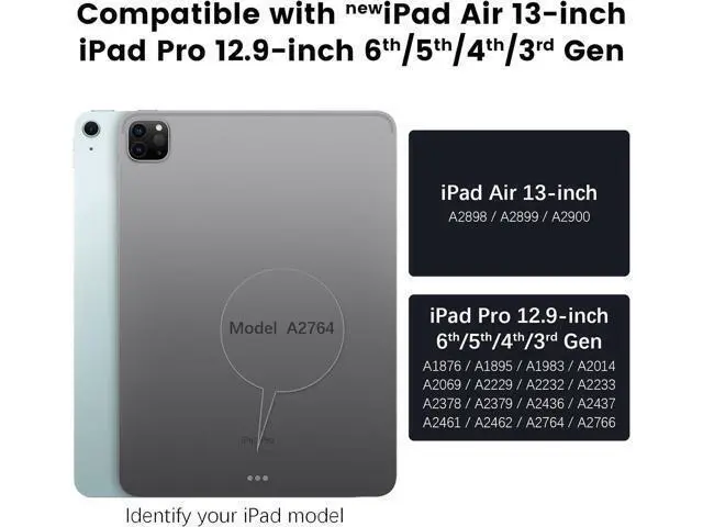 Alt view image 3 of 3 - Case for iPad Air 13-inch M2 (2024), Multiple Angle Shockproof Rugged Case with Slide Camera Cover & Pencil Holder, Auto Sleep/Wake,Gray