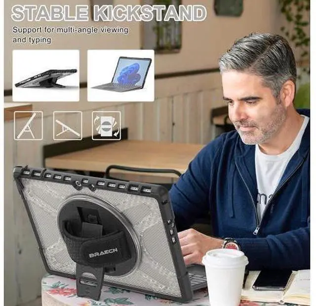 Alt view image 5 of 6 - Surface Pro 8 13 inch 2021 Protective Case,Rugged Protective Cover with 360 Degree Rotating Stand for Microsoft Surface Pro 8 13 inch -Transparent