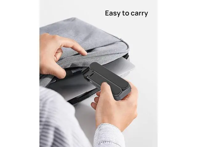 Alt view image 3 of 7 - Ultra Compact Foldable Laptop Stand - Portable Laptop Stand for Desk & Travel Use, Ergonomic Aluminum Computer Stand Holder with Adjustable Height for MacBook, Tablet 10-16", Black