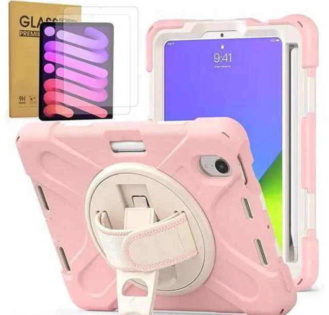Main image of Bundle-iPad Mini 6 Rugged Rosegold Case and 2 Pack Tempered Glass Screen Protector
