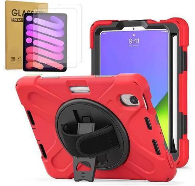 Main image of Bundle-iPad Mini 6 Rugged Black Case and 2 Pack Tempered Glass Screen Protector