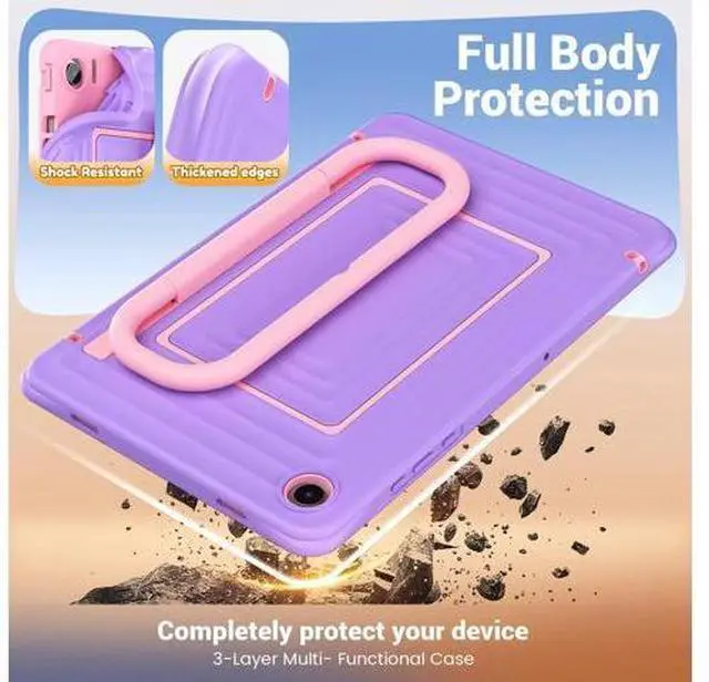 Alt view image 2 of 7 - Case for Galaxy Tab A11+ / A9+ Plus 11 inch, Cute & Durable with Screen Protector, Handle Stand, Shoulder Strap, Drop Proof Sam-sung A11+ Plus Tablet Case 5G for Kids, Boys Purple
