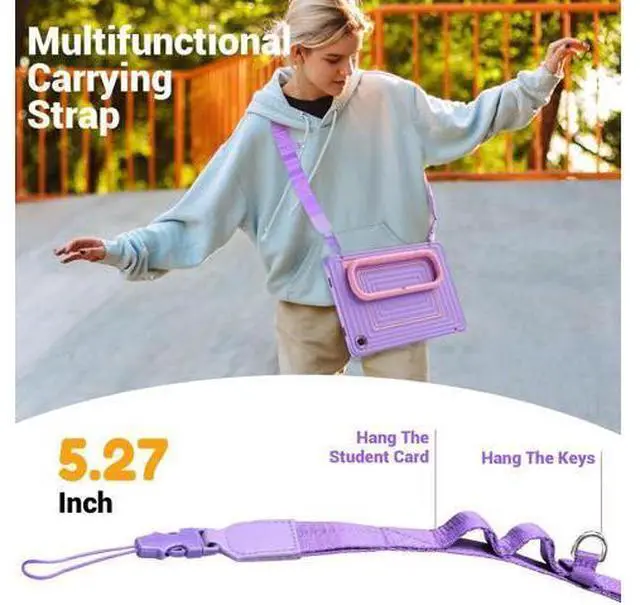Alt view image 5 of 7 - Case for Galaxy Tab A11+ / A9+ Plus 11 inch, Cute & Durable with Screen Protector, Handle Stand, Shoulder Strap, Drop Proof Sam-sung A11+ Plus Tablet Case 5G for Kids, Boys Purple