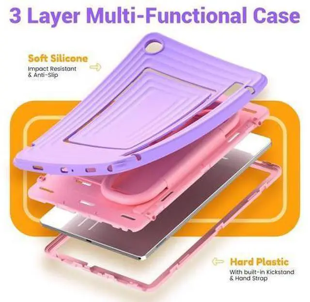 Alt view image 6 of 7 - Case for Galaxy Tab A11+ / A9+ Plus 11 inch, Cute & Durable with Screen Protector, Handle Stand, Shoulder Strap, Drop Proof Sam-sung A11+ Plus Tablet Case 5G for Kids, Boys Purple