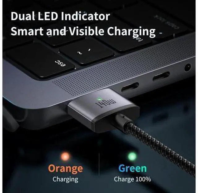 Alt view image 5 of 7 - mcdodo 140W USB C to Magsafe 3 Cable, MacBook Air Charger Magnetic Cable Compatible with MacBook Pro/Air M1 M2 M3(2021-2024 14"&16")-6.6ft