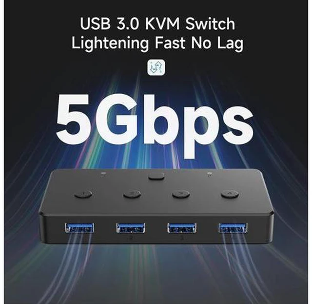 Alt view image 4 of 7 - ACASIS KVM Switch,USB 3.0 Switcher 2 Computers Share 4 USB 3.0 Ports for Mouse, Keyboard,Printer and More,USB Switch Compatible with Mac/Windows/Linux