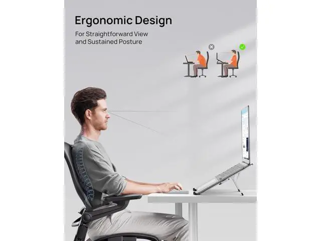 Alt view image 6 of 7 - 2025 Ultra Compact Foldable Laptop Stand for Desk - Portable Laptop Stand Holder, Ergonomic Aluminum Tablet Stand with Adjustable Height for MacBook Pro/Air/iPad/HP/D-ELL 10-16", Silver