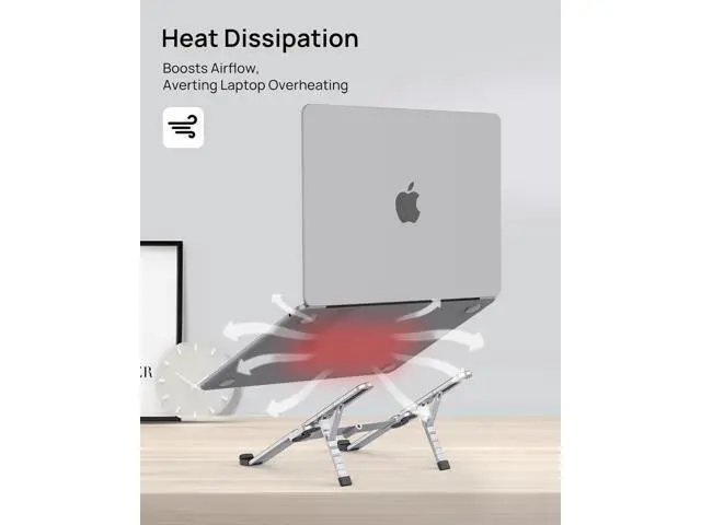 Alt view image 7 of 7 - 2025 Ultra Compact Foldable Laptop Stand for Desk - Portable Laptop Stand Holder, Ergonomic Aluminum Tablet Stand with Adjustable Height for MacBook Pro/Air/iPad/HP/D-ELL 10-16", Silver