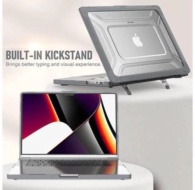 Alt view image 3 of 7 - MacBook Pro 16 inch Case 2023/2022/2021 (Model: A2780 A2485), M2 / M1 Pro/Max Chip, Shock Resistant Laptop Hard Shell Case with Foldable Stand/Mouse Pad for MacBook Pro 16", Grey