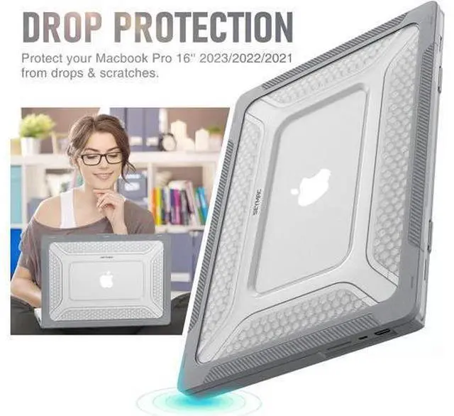 Alt view image 5 of 7 - MacBook Pro 16 inch Case 2023/2022/2021 (Model: A2780 A2485), M2 / M1 Pro/Max Chip, Shock Resistant Laptop Hard Shell Case with Foldable Stand/Mouse Pad for MacBook Pro 16", Grey