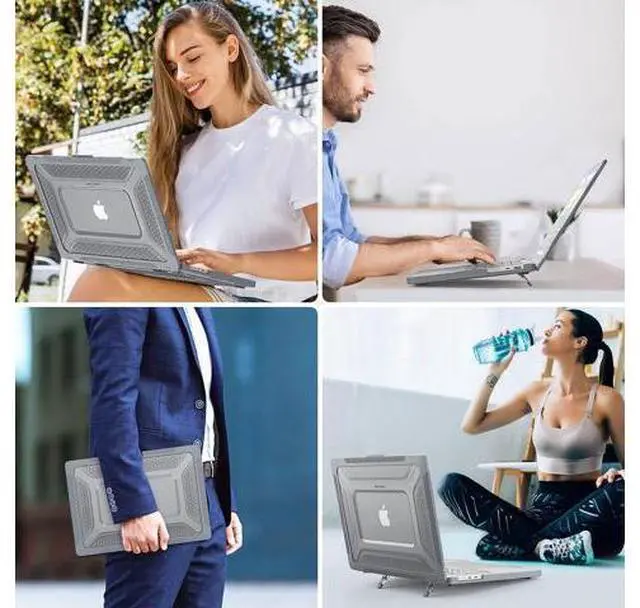 Alt view image 7 of 7 - MacBook Pro 16 inch Case 2023/2022/2021 (Model: A2780 A2485), M2 / M1 Pro/Max Chip, Shock Resistant Laptop Hard Shell Case with Foldable Stand/Mouse Pad for MacBook Pro 16", Grey