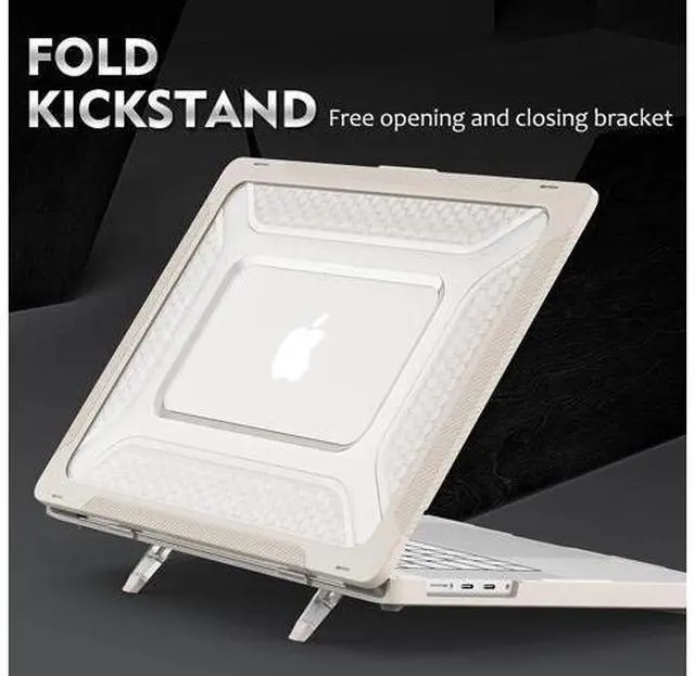 Alt view image 3 of 7 - MacBook Pro 16 inch Case 2023/2022/2021 (Model: A2780 A2485), M2 / M1 Pro/Max Chip, Shock Resistant Laptop Hard Shell Case with Foldable Stand/Mouse Pad for MacBook Pro 16", Apricot