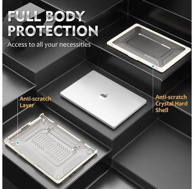 Alt view image 4 of 7 - MacBook Pro 16 inch Case 2023/2022/2021 (Model: A2780 A2485), M2 / M1 Pro/Max Chip, Shock Resistant Laptop Hard Shell Case with Foldable Stand/Mouse Pad for MacBook Pro 16", Apricot