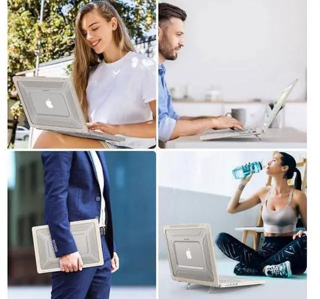 Alt view image 7 of 7 - MacBook Pro 16 inch Case 2023/2022/2021 (Model: A2780 A2485), M2 / M1 Pro/Max Chip, Shock Resistant Laptop Hard Shell Case with Foldable Stand/Mouse Pad for MacBook Pro 16", Apricot