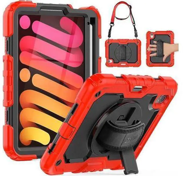Main image of Case for 2021 iPad Mini 6 Case Kids with Pencil Holder, iPad Mini 6th Generation Sturdy Shockproof Protective Case with Screen Protector Hand Strap Stand for 8.3 inch iPad Mini 6 2021