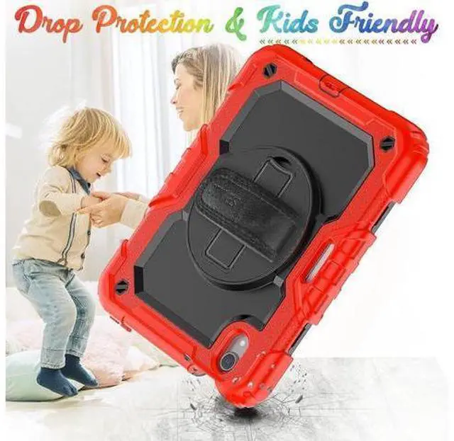 Alt view image 6 of 7 - Case for 2021 iPad Mini 6 Case Kids with Pencil Holder, iPad Mini 6th Generation Sturdy Shockproof Protective Case with Screen Protector Hand Strap Stand for 8.3 inch iPad Mini 6 2021