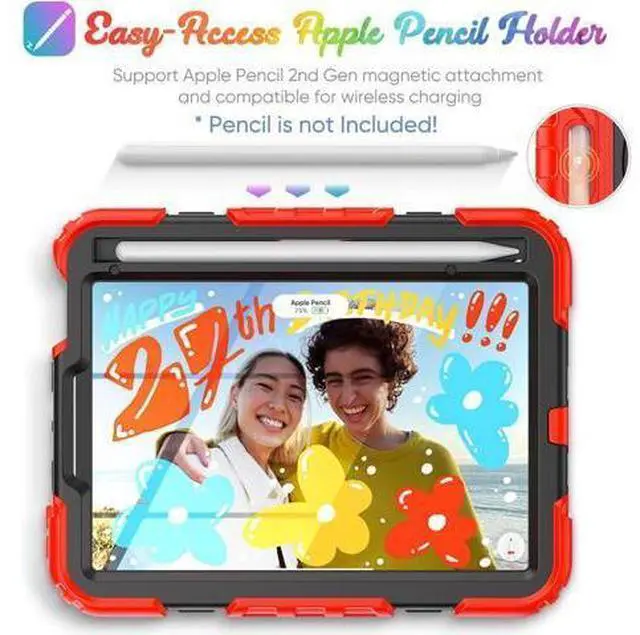 Alt view image 7 of 7 - Case for 2021 iPad Mini 6 Case Kids with Pencil Holder, iPad Mini 6th Generation Sturdy Shockproof Protective Case with Screen Protector Hand Strap Stand for 8.3 inch iPad Mini 6 2021
