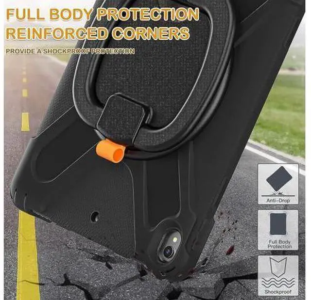 Alt view image 6 of 6 - iPad Air 3 10.5 Case 2019,iPad Pro 10.5 Case 2017- Heavy Duty Silicone Case Cover with Pencil Holder,Rotating Hand Grip,Carrying Shoulder Strap,Stable Kickstand Fit iPad Air 3rd Gen case-Black