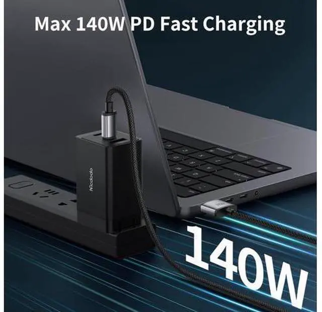 Alt view image 6 of 7 - mcdodo 140W USB C to Magsafe 3 Cable, MacBook Air Charger Magnetic Cable Compatible with MacBook Pro/Air M1 M2 M3(2021-2024 14"&16")-6.6ft