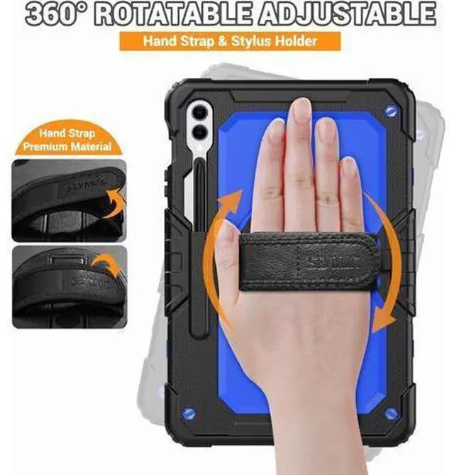 Alt view image 3 of 7 - Case for Galaxy Tab S10+ Case 2024/ S9 FE+ Plus/ S9+ Plus 12.4 Inch 2023, Heavy Duty Shockproof Protective Case with Screen Protector, Stand, Hand/Shoulder Strap and Pen Holder, Blue