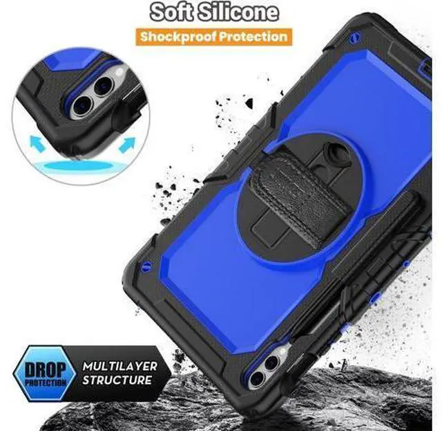 Alt view image 5 of 7 - Case for Galaxy Tab S10+ Case 2024/ S9 FE+ Plus/ S9+ Plus 12.4 Inch 2023, Heavy Duty Shockproof Protective Case with Screen Protector, Stand, Hand/Shoulder Strap and Pen Holder, Blue