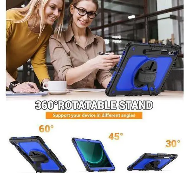 Alt view image 7 of 7 - Case for Galaxy Tab S10+ Case 2024/ S9 FE+ Plus/ S9+ Plus 12.4 Inch 2023, Heavy Duty Shockproof Protective Case with Screen Protector, Stand, Hand/Shoulder Strap and Pen Holder, Blue
