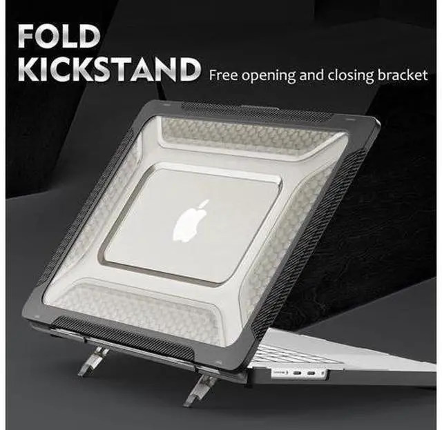 Alt view image 3 of 7 - MacBook Pro 16 inch Case 2023/2022/2021 (Model: A2780 A2485), M2 / M1 Pro/Max Chip, Shock Resistant Laptop Hard Shell Case with Foldable Stand/Mouse Pad for MacBook Pro 16", Black