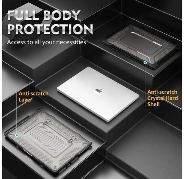 Alt view image 5 of 7 - MacBook Pro 16 inch Case 2023/2022/2021 (Model: A2780 A2485), M2 / M1 Pro/Max Chip, Shock Resistant Laptop Hard Shell Case with Foldable Stand/Mouse Pad for MacBook Pro 16", Black