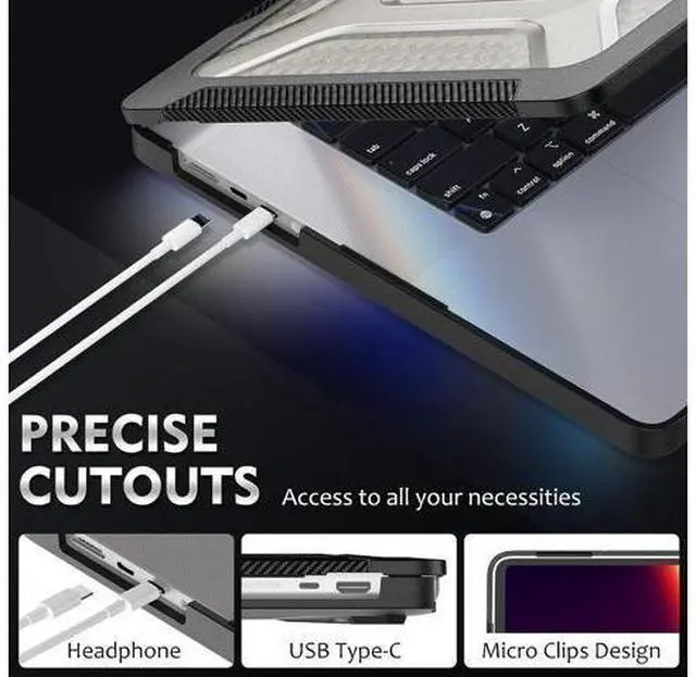 Alt view image 6 of 7 - MacBook Pro 16 inch Case 2023/2022/2021 (Model: A2780 A2485), M2 / M1 Pro/Max Chip, Shock Resistant Laptop Hard Shell Case with Foldable Stand/Mouse Pad for MacBook Pro 16", Black