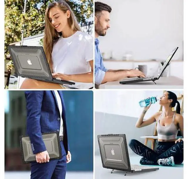 Alt view image 7 of 7 - MacBook Pro 16 inch Case 2023/2022/2021 (Model: A2780 A2485), M2 / M1 Pro/Max Chip, Shock Resistant Laptop Hard Shell Case with Foldable Stand/Mouse Pad for MacBook Pro 16", Black