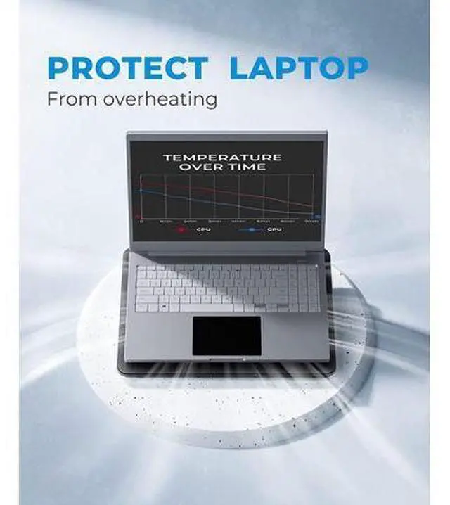 Alt view image 5 of 7 - 15.6"-17" Laptop Cooler Cooling Pad - Slim Portable USB Powered (3 Fans), Black/Blue