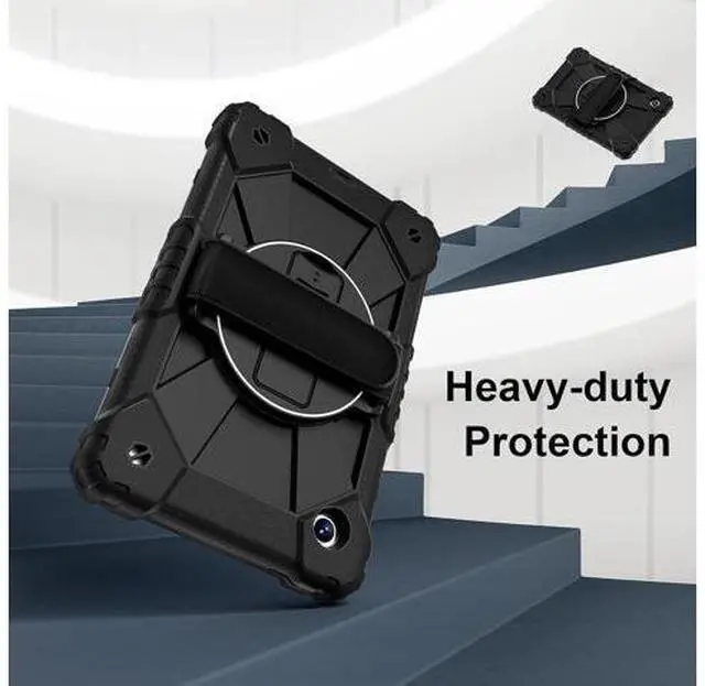 Alt view image 2 of 6 - Case Compatible with Sam-sung Galaxy Tab A11 8.7(2025 X110/X115/X117 Tablet Cover Shockproof Protective Case Protective Cover Heavy Duty TPU Cover with Kickstand & Shoulder Strap(Black)