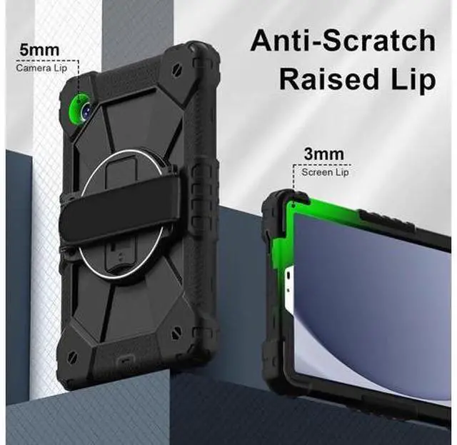 Alt view image 3 of 6 - Case Compatible with Sam-sung Galaxy Tab A11 8.7(2025 X110/X115/X117 Tablet Cover Shockproof Protective Case Protective Cover Heavy Duty TPU Cover with Kickstand & Shoulder Strap(Black)