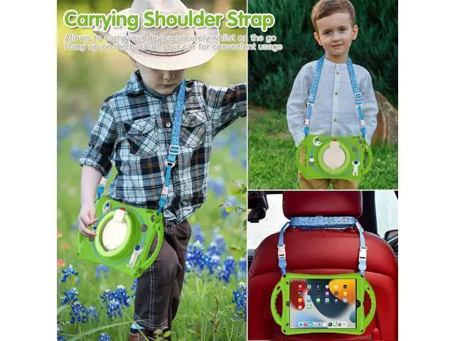 Alt view image 5 of 7 - 3D Kawaii Astronauts Case for iPad 9th 8th 7th Generation 10.2,Silicone Kids Boys Spaceman Case with Pencil Holder,Shoulder Strap,Handle Grip,Kickstand for iPad Air 3/iPad Pro 10.5-Frog Green