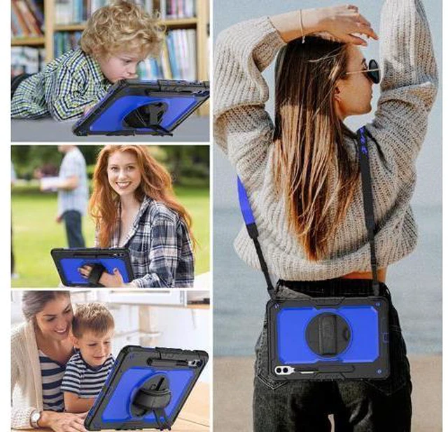Alt view image 2 of 7 - for Galaxy Tab S9 Plus Case 12.4 inch S9+ with Screen Protector/Pen Holder/Rotating Strap & Stand (SM-X810,SM-X816B,SM-X818U) Protective Case for Galaxy Tab S9 Plus 2023 - Blue