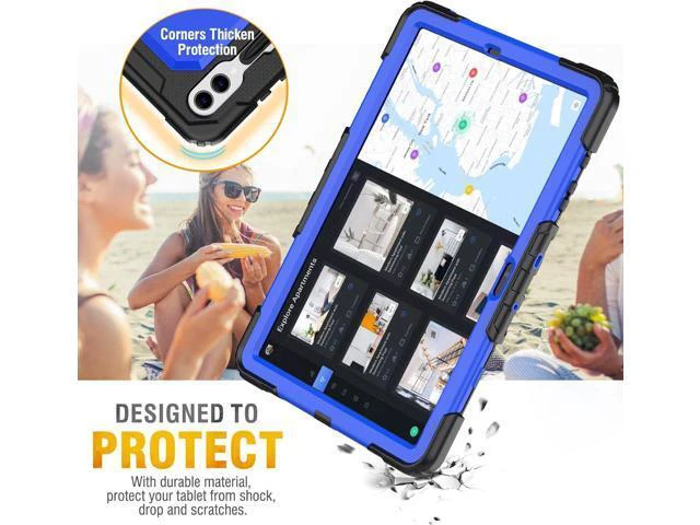 Alt view image 6 of 7 - for Galaxy Tab S9 Plus Case 12.4 inch S9+ with Screen Protector/Pen Holder/Rotating Strap & Stand (SM-X810,SM-X816B,SM-X818U) Protective Case for Galaxy Tab S9 Plus 2023 - Blue