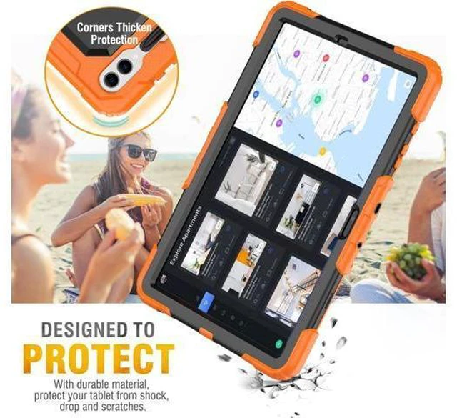 Alt view image 6 of 7 - for Galaxy Tab S9 Plus Case 12.4 inch S9+ with Screen Protector/Pen Holder/Rotating Strap Stand (SM-X810,SM-X816B,SM-X818U) Protective Case for Galaxy Tab S9 Plus 2023 - Orange