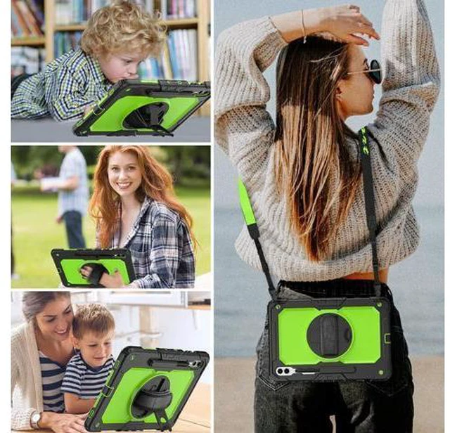 Alt view image 2 of 7 - for Galaxy Tab S9 Plus Case 12.4 inch S9+ with Screen Protector/Pen Holder/Rotating Strap & Stand (SM-X810,SM-X816B,SM-X818U) Protective Case for Galaxy Tab S9 Plus 2023 - Green