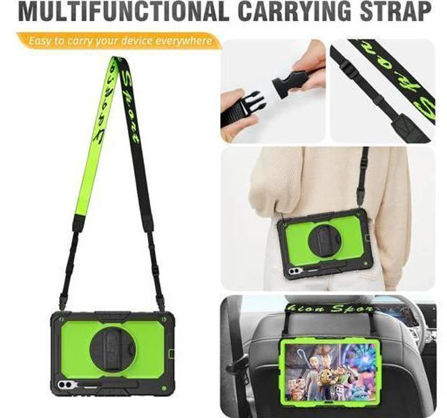 Alt view image 5 of 7 - for Galaxy Tab S9 Plus Case 12.4 inch S9+ with Screen Protector/Pen Holder/Rotating Strap & Stand (SM-X810,SM-X816B,SM-X818U) Protective Case for Galaxy Tab S9 Plus 2023 - Green