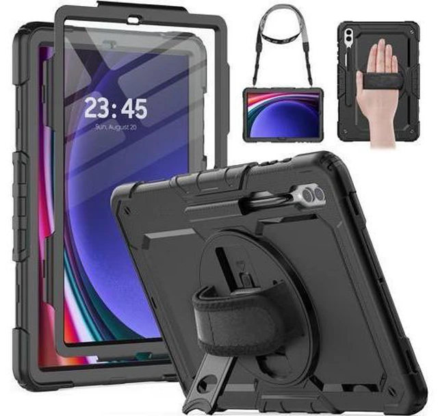 Main image of for Galaxy Tab S9 Plus Case 12.4 inch S9+ with Screen Protector/Pen Holder/Rotating Strap & Stand (SM-X810,SM-X816B,SM-X818U) Protective Case for Galaxy Tab S9 Plus 2023 - Black