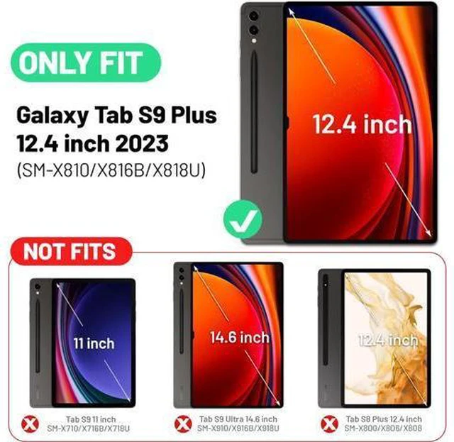 Alt view image 7 of 7 - for Galaxy Tab S9 Plus Case 12.4 inch S9+ with Screen Protector/Pen Holder/Rotating Strap & Stand (SM-X810,SM-X816B,SM-X818U) Protective Case for Galaxy Tab S9 Plus 2023 - Black