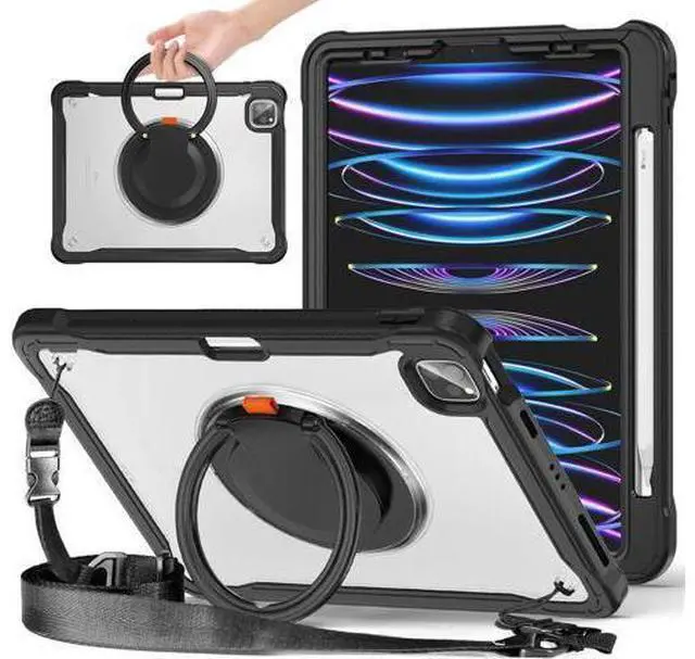 Main image of Case for iPad Pro 12.9-inch 2022 6th M2 /2021 (5rd Generation) / iPad Pro 12.9" 4th/3rd Gen Heavy Duty Rugged Shockproof Tablet Cover with 360° Rotating Hand Strap & Shoulder Strap